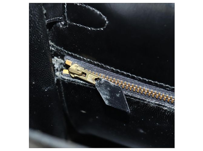 Hermès Borsa a mano HERMES Kelly 28 Box Calfskin 2way Nero Oro Auth 185189SM D'oro - vista 31