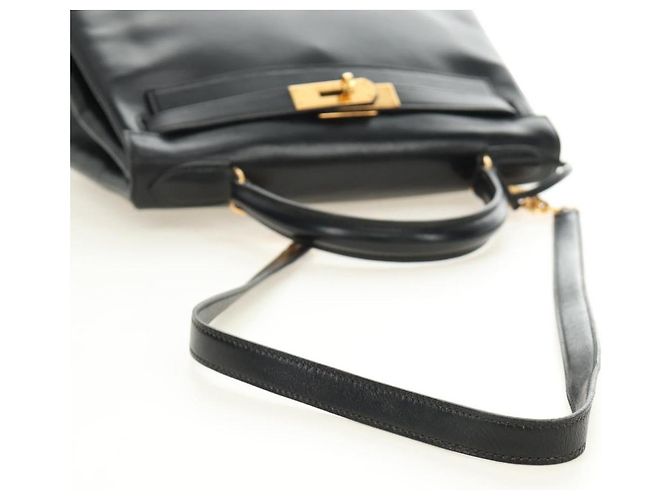 Hermès Borsa a mano HERMES Kelly 28 Box Calfskin 2way Nero Oro Auth 185189SM D'oro - vista 8