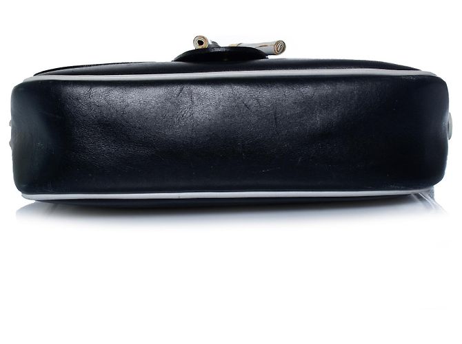Céline Celine, Bolsa de couro preta com pompom e detalhes brancos Preto - vista 3