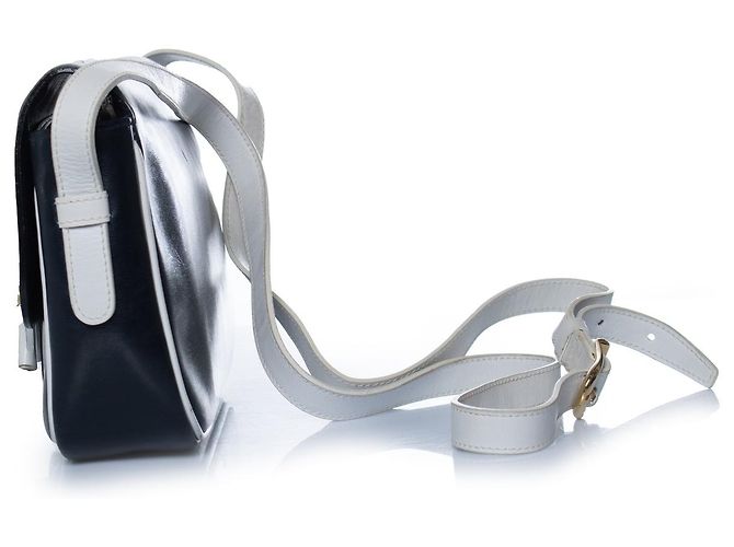 Céline Celine, Bolsa de couro preta com pompom e detalhes brancos Preto - vista 5