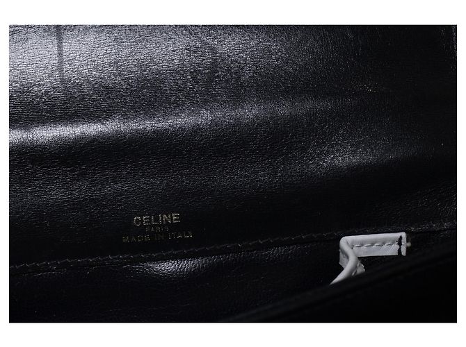 Céline Celine, Bolsa de couro preta com pompom e detalhes brancos Preto - vista 9