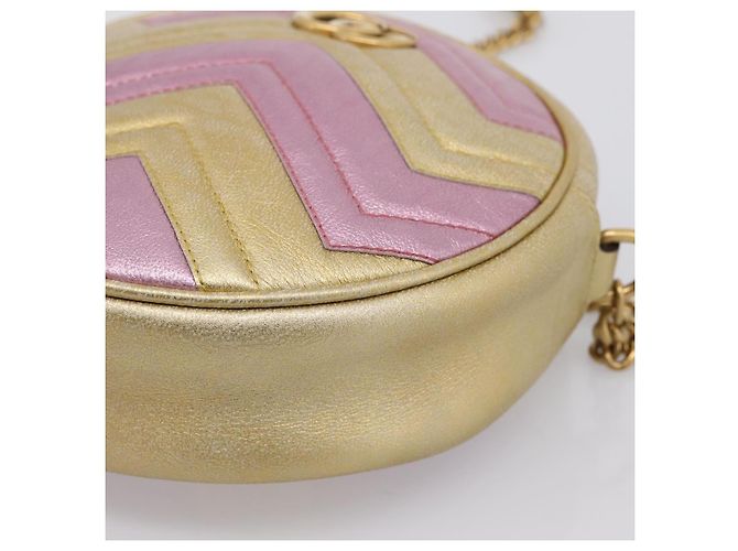 Borsa a tracolla con catena GUCCI in pelle oro 550154 Auth am12399V D'oro - vista 10
