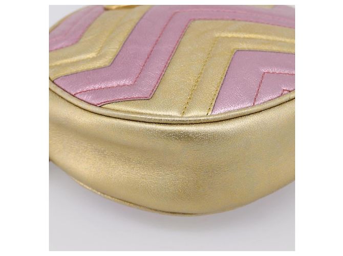 Borsa a tracolla con catena GUCCI in pelle oro 550154 Auth am12399V D'oro - vista 11
