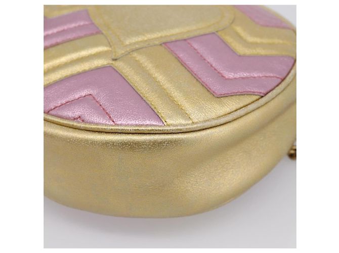 Borsa a tracolla con catena GUCCI in pelle oro 550154 Auth am12399V D'oro - vista 12