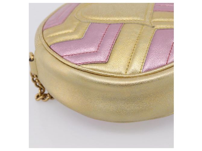 Borsa a tracolla con catena GUCCI in pelle oro 550154 Auth am12399V D'oro - vista 13