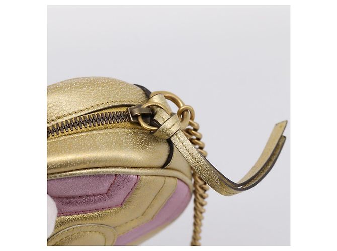 Borsa a tracolla con catena GUCCI in pelle oro 550154 Auth am12399V D'oro - vista 14