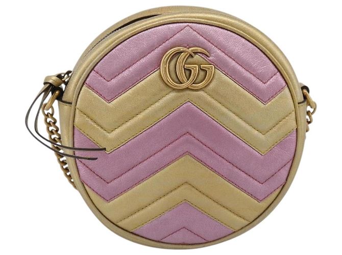Borsa a tracolla con catena GUCCI in pelle oro 550154 Auth am12399V D'oro - vista 2