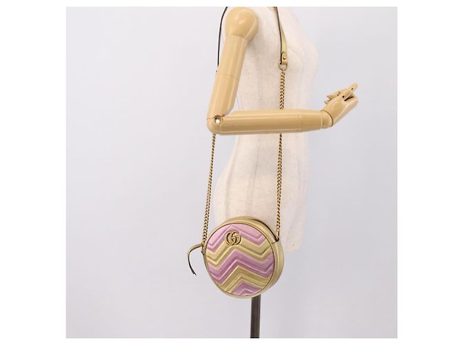 Borsa a tracolla con catena GUCCI in pelle oro 550154 Auth am12399V D'oro - vista 21