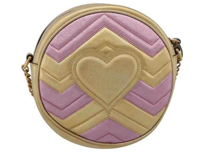 Borsa a tracolla con catena GUCCI in pelle oro 550154 Auth am12399V D'oro - vista 3