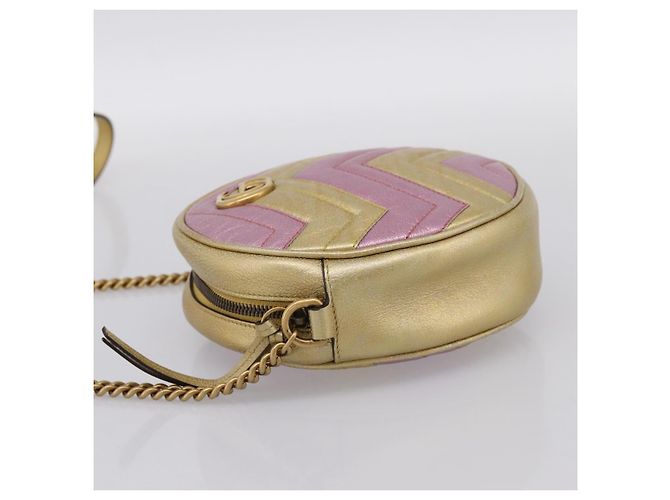 Borsa a tracolla con catena GUCCI in pelle oro 550154 Auth am12399V D'oro - vista 4