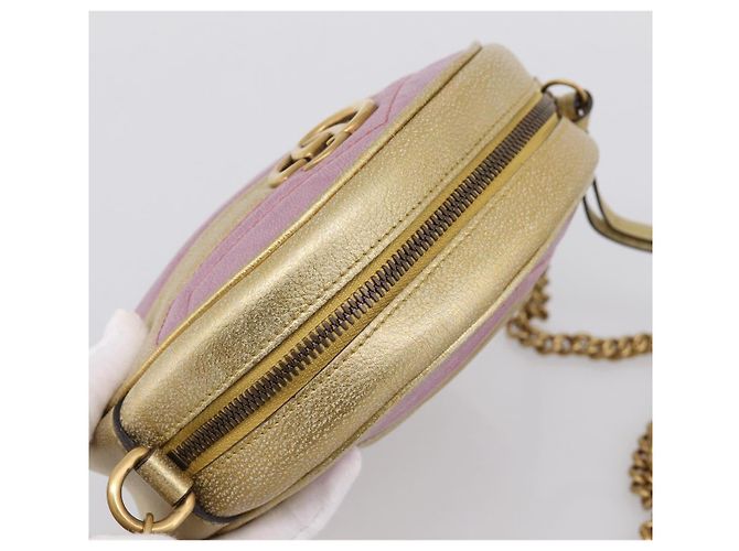Borsa a tracolla con catena GUCCI in pelle oro 550154 Auth am12399V D'oro - vista 6