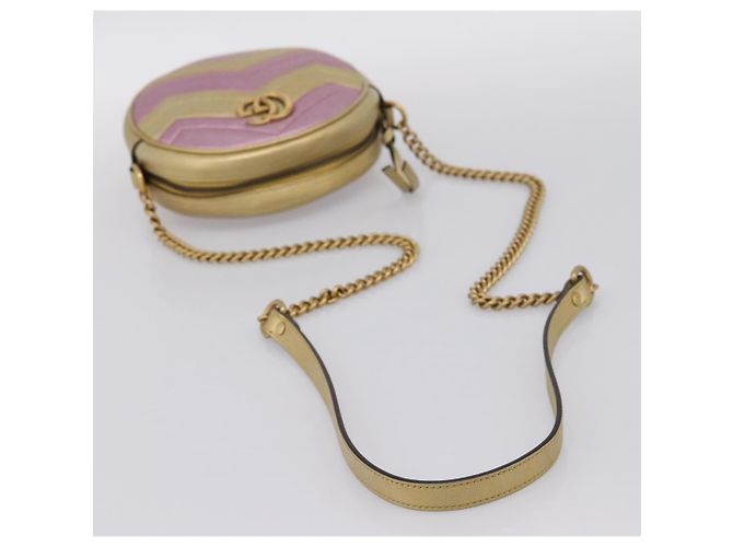 Borsa a tracolla con catena GUCCI in pelle oro 550154 Auth am12399V D'oro - vista 7