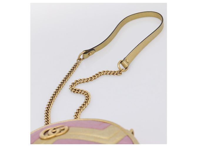 Borsa a tracolla con catena GUCCI in pelle oro 550154 Auth am12399V D'oro - vista 8