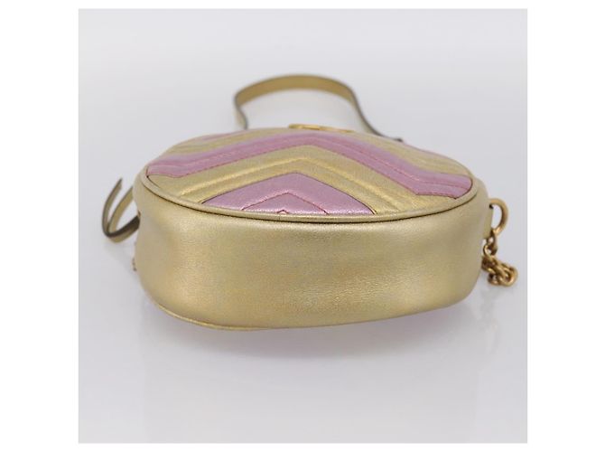 Borsa a tracolla con catena GUCCI in pelle oro 550154 Auth am12399V D'oro - vista 9