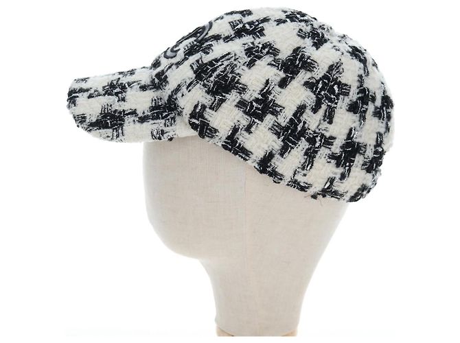Gorra CHANEL COCO Tweed M White CC Auth 196483SAM Blanco - vista 4