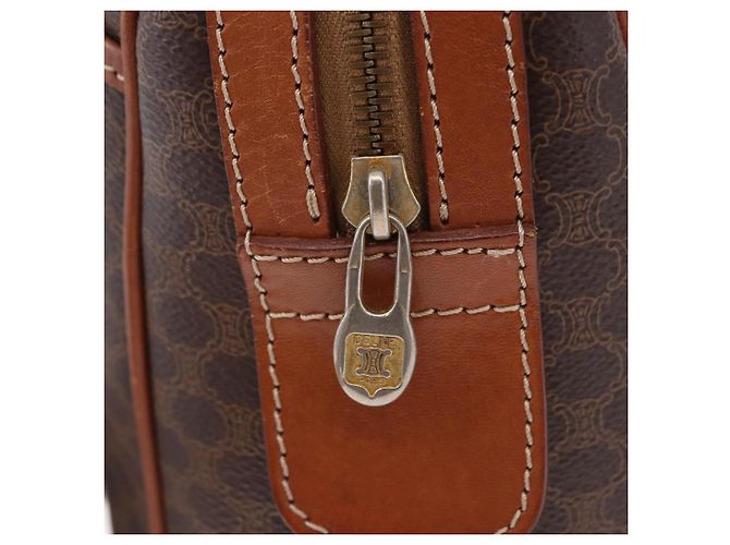 Céline Borsa a mano CELINE Macadam Canvas PVC Leather Brown Gold Auth ka5768A Marrone D'oro - vista 15