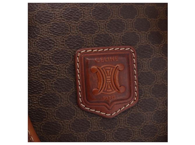 Céline Borsa a mano CELINE Macadam Canvas PVC Leather Brown Gold Auth ka5768A Marrone D'oro - vista 16