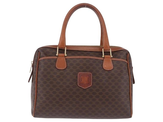 Céline Borsa a mano CELINE Macadam Canvas PVC Leather Brown Gold Auth ka5768A Marrone D'oro - vista 2