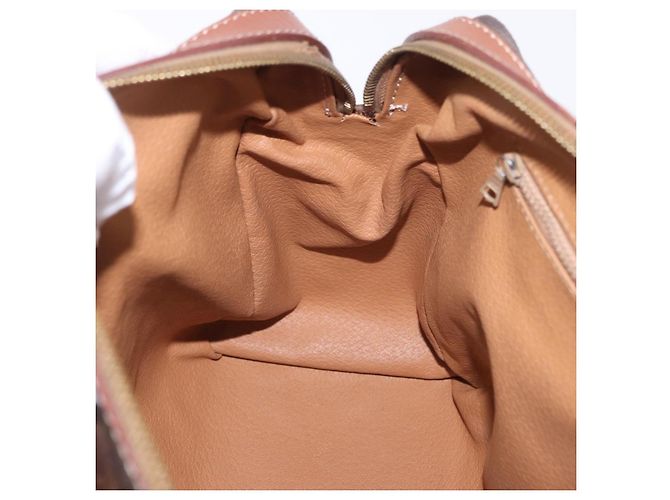 Céline Borsa a mano CELINE Macadam Canvas PVC Leather Brown Gold Auth ka5768A Marrone D'oro - vista 20