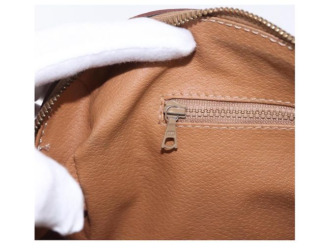 Céline Borsa a mano CELINE Macadam Canvas PVC Leather Brown Gold Auth ka5768A Marrone D'oro - vista 22