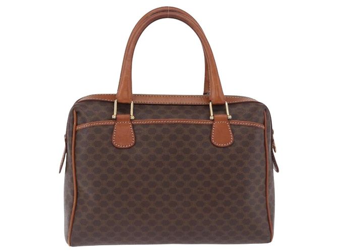 Céline Borsa a mano CELINE Macadam Canvas PVC Leather Brown Gold Auth ka5768A Marrone D'oro - vista 3