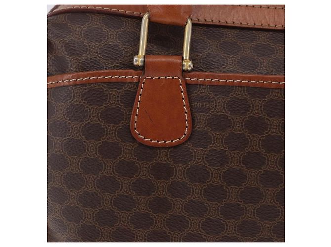 Céline Borsa a mano CELINE Macadam Canvas PVC Leather Brown Gold Auth ka5768A Marrone D'oro - vista 4