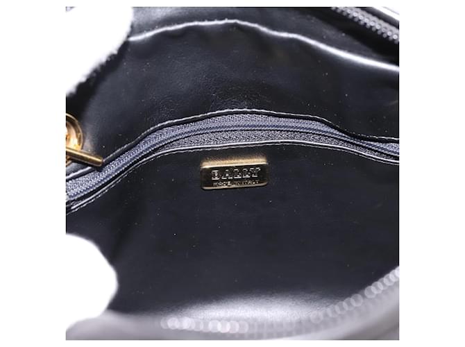 Borsa a tracolla con catena BALLY in pelle nera e oro Auth 196400A Nero - vista 15