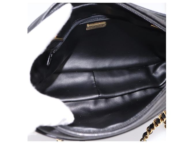 Borsa a tracolla con catena BALLY in pelle nera e oro Auth 196400A Nero - vista 16