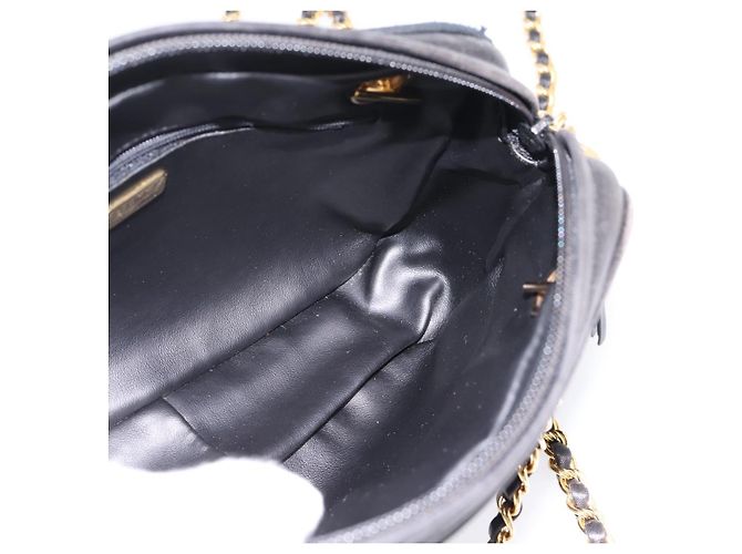 Borsa a tracolla con catena BALLY in pelle nera e oro Auth 196400A Nero - vista 17
