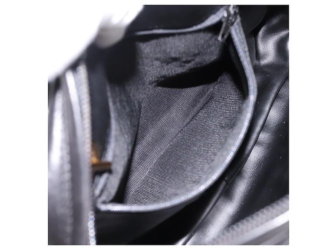 Borsa a tracolla con catena BALLY in pelle nera e oro Auth 196400A Nero - vista 20