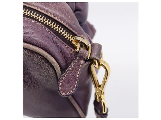 Borsa a tracolla PRADA in pelle viola e oro Auth 197470 D'oro Porpora - vista 10