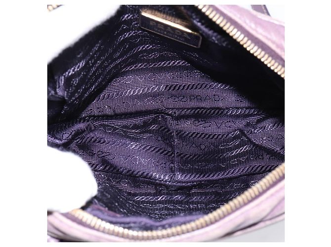 Borsa a tracolla PRADA in pelle viola e oro Auth 197470 D'oro Porpora - vista 11