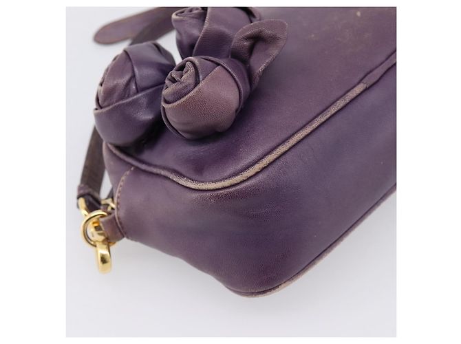 Borsa a tracolla PRADA in pelle viola e oro Auth 197470 D'oro Porpora - vista 14