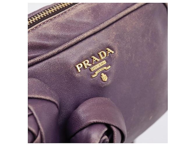 Borsa a tracolla PRADA in pelle viola e oro Auth 197470 D'oro Porpora - vista 17