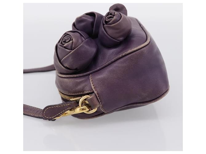 Borsa a tracolla PRADA in pelle viola e oro Auth 197470 D'oro Porpora - vista 3