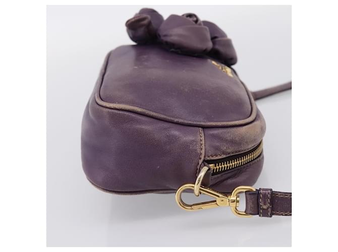Borsa a tracolla PRADA in pelle viola e oro Auth 197470 D'oro Porpora - vista 4