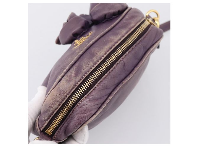 Borsa a tracolla PRADA in pelle viola e oro Auth 197470 D'oro Porpora - vista 6