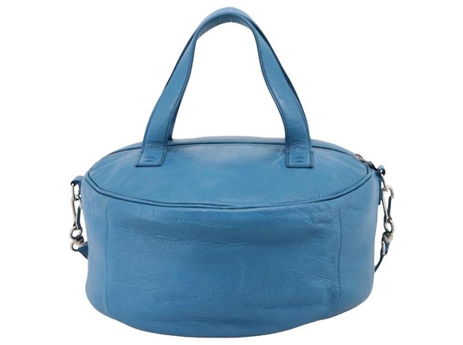 Borsa BALENCIAGA Air Hobo in pelle 2way Blu Argento 466844 Auth ka5712A - vista 3