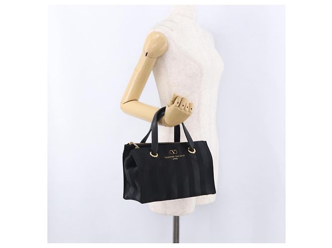 Borsa VALENTINO Nylon Nero Oro Auth BA15199 D'oro - vista 23
