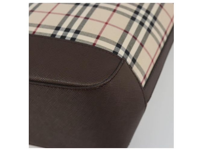Borsa a mano BURBERRY Nova Check Canvas Beige Silver Auth 196618A Argento - vista 10