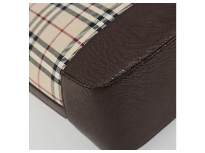 Borsa a mano BURBERRY Nova Check Canvas Beige Silver Auth 196618A Argento - vista 11