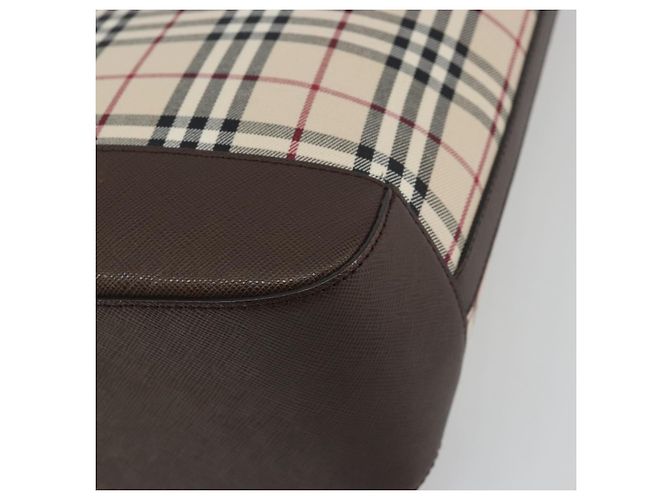 Borsa a mano BURBERRY Nova Check Canvas Beige Silver Auth 196618A Argento - vista 12