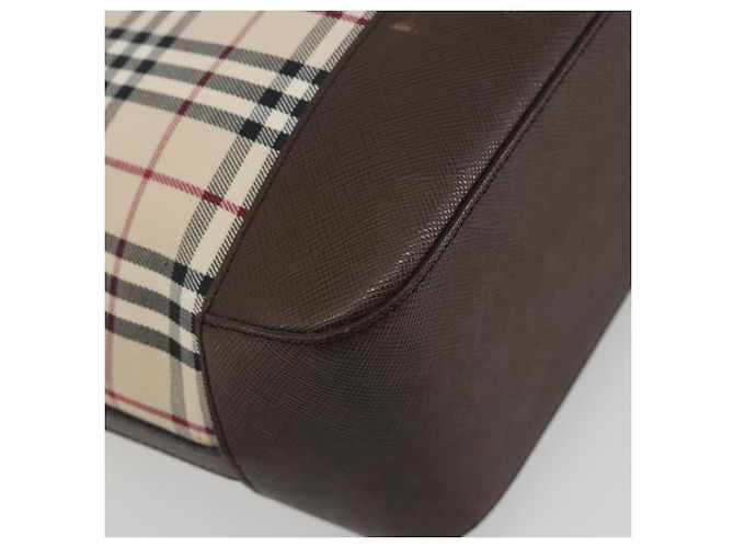 Borsa a mano BURBERRY Nova Check Canvas Beige Silver Auth 196618A Argento - vista 13