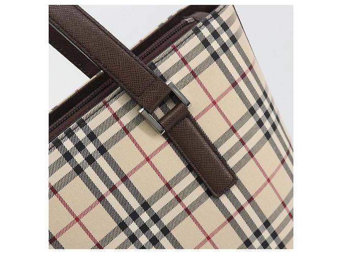 Borsa a mano BURBERRY Nova Check Canvas Beige Silver Auth 196618A Argento - vista 15