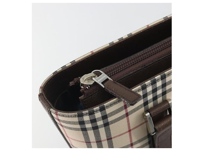 Borsa a mano BURBERRY Nova Check Canvas Beige Silver Auth 196618A Argento - vista 16