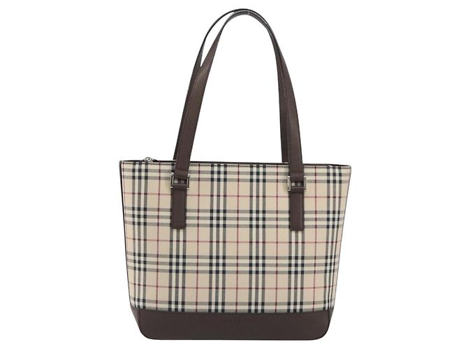 Borsa a mano BURBERRY Nova Check Canvas Beige Silver Auth 196618A Argento - vista 2