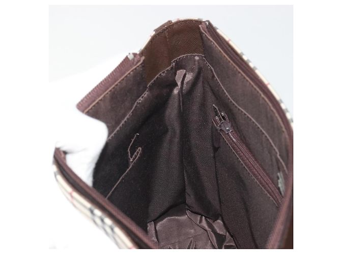 Borsa a mano BURBERRY Nova Check Canvas Beige Silver Auth 196618A Argento - vista 20