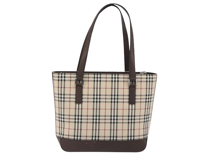 Borsa a mano BURBERRY Nova Check Canvas Beige Silver Auth 196618A Argento - vista 3