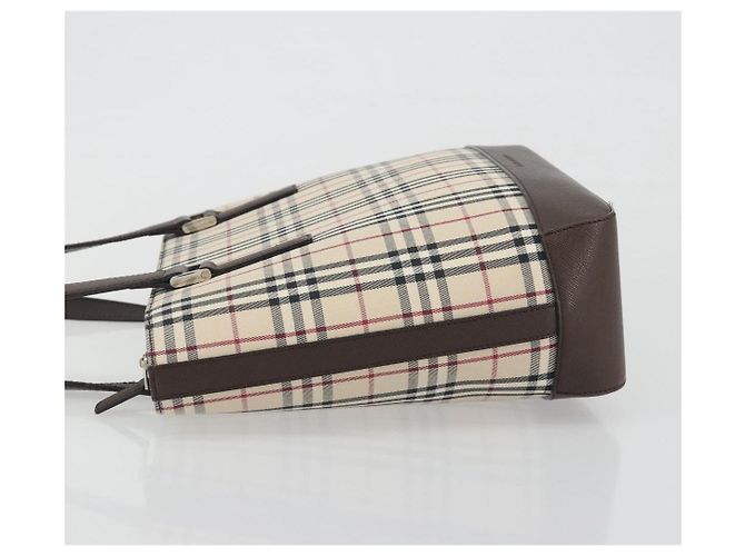 Borsa a mano BURBERRY Nova Check Canvas Beige Silver Auth 196618A Argento - vista 5