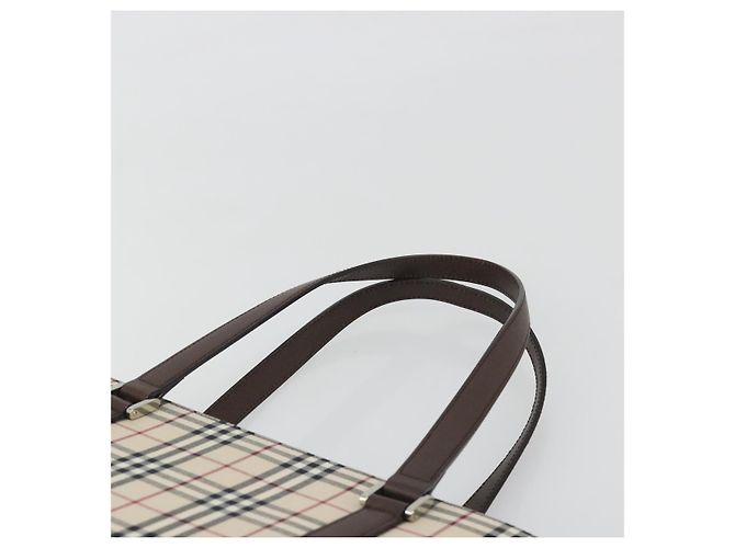 Borsa a mano BURBERRY Nova Check Canvas Beige Silver Auth 196618A Argento - vista 8
